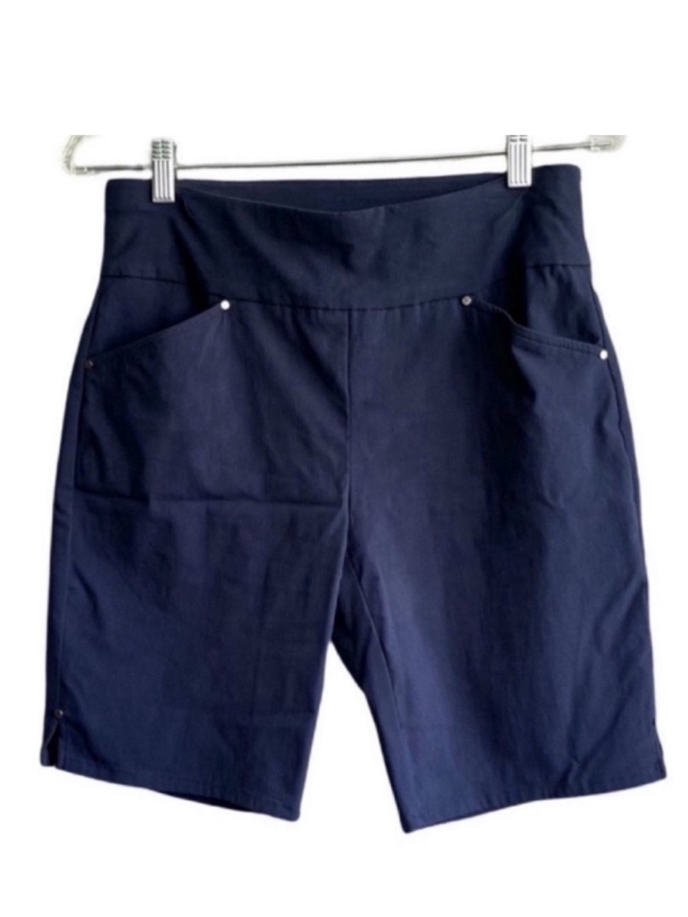 INC International Concepts Pull On Bermuda Shorts Pockets Navy Blue Size 2